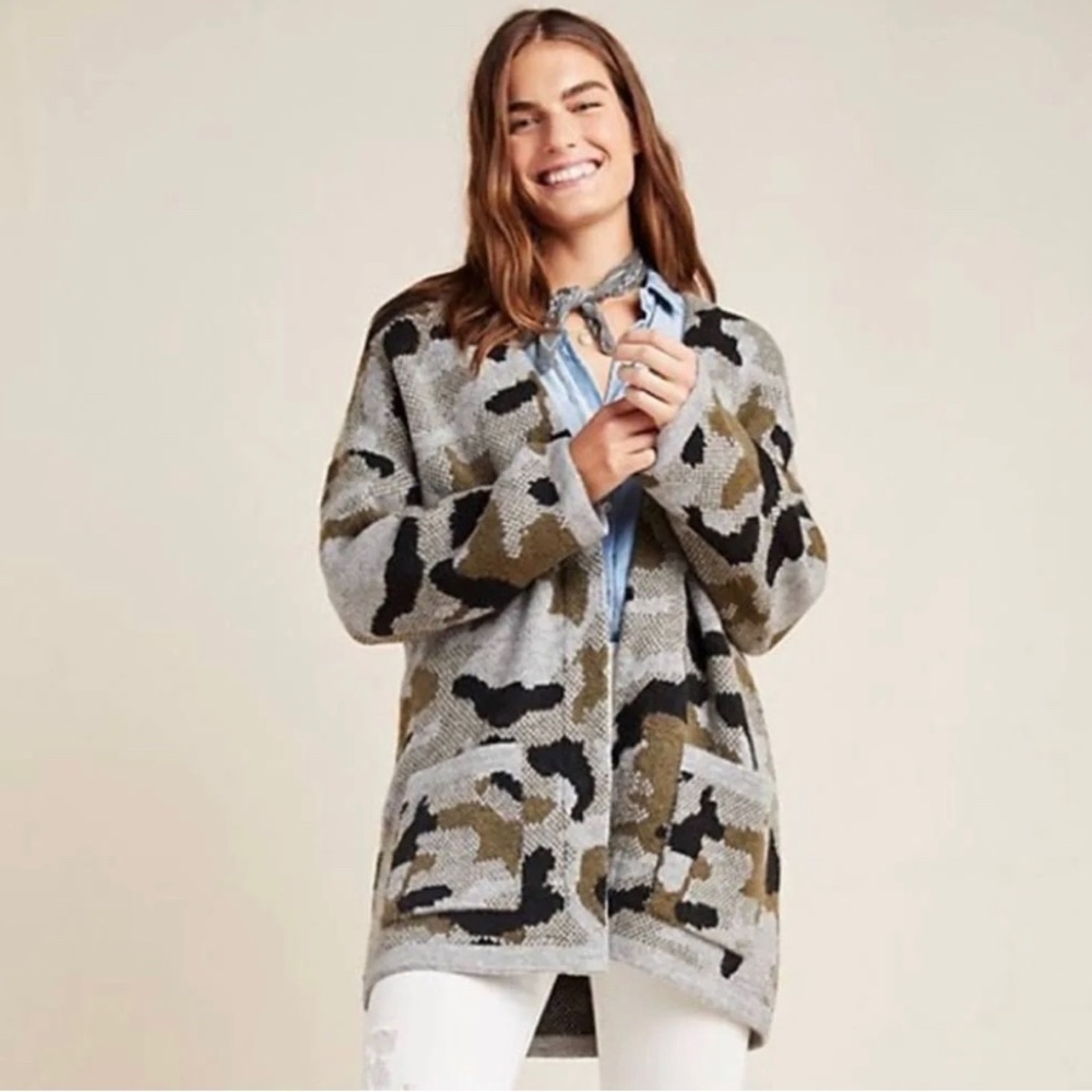 Vera Camo Cardigan-Anthropologie